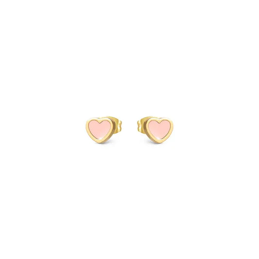 Nomination Emosfere Yellow Gold Plated Pink Heart Stud Earrings 134218/006