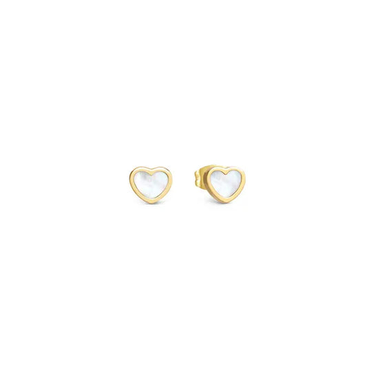 Nomination Emosfere Yellow Gold Plated White Mother of Pearl Heart Studs 134219/036