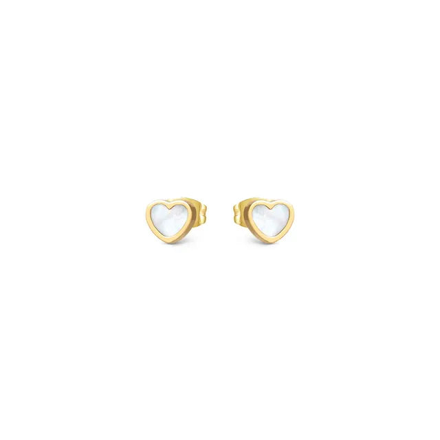 Nomination Emosfere Yellow Gold Plated White Mother of Pearl Heart Studs 134219/036