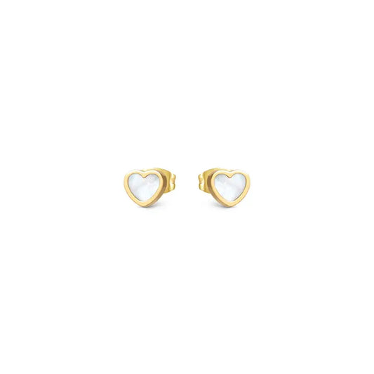 Nomination Emosfere Yellow Gold Plated White Mother of Pearl Heart Studs 134219/036