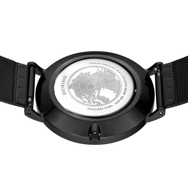 Bering Green Dial Black Bracelet Watch 14240-128