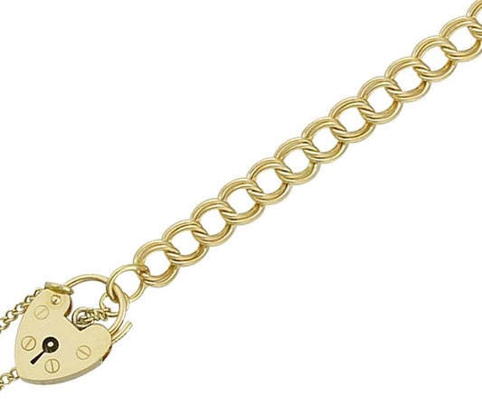 9ct Yellow Gold Double Curb Padlock Bracelet