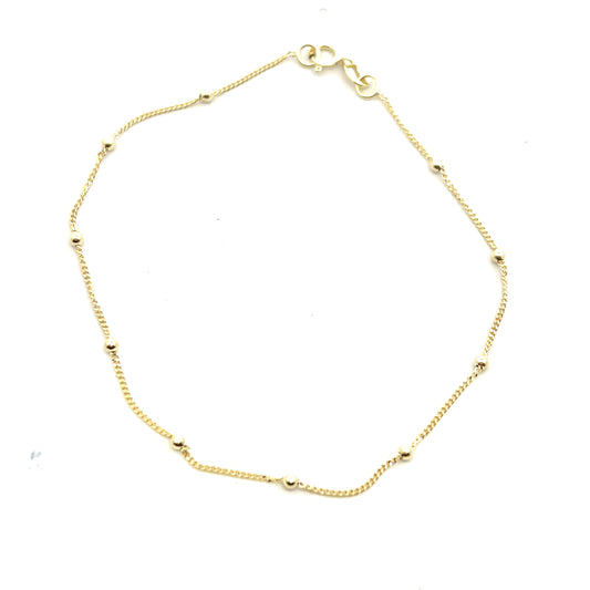 9ct Yellow Gold Micro Bead and Curb Bracelet