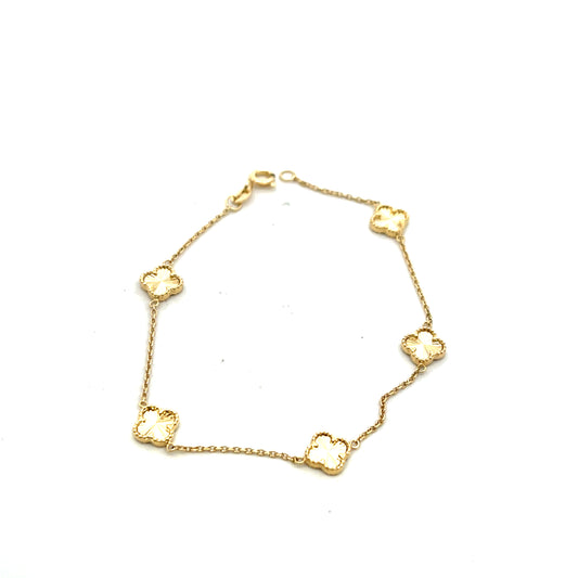14ct Yellow Gold Diamond Cut Petal Bracelet