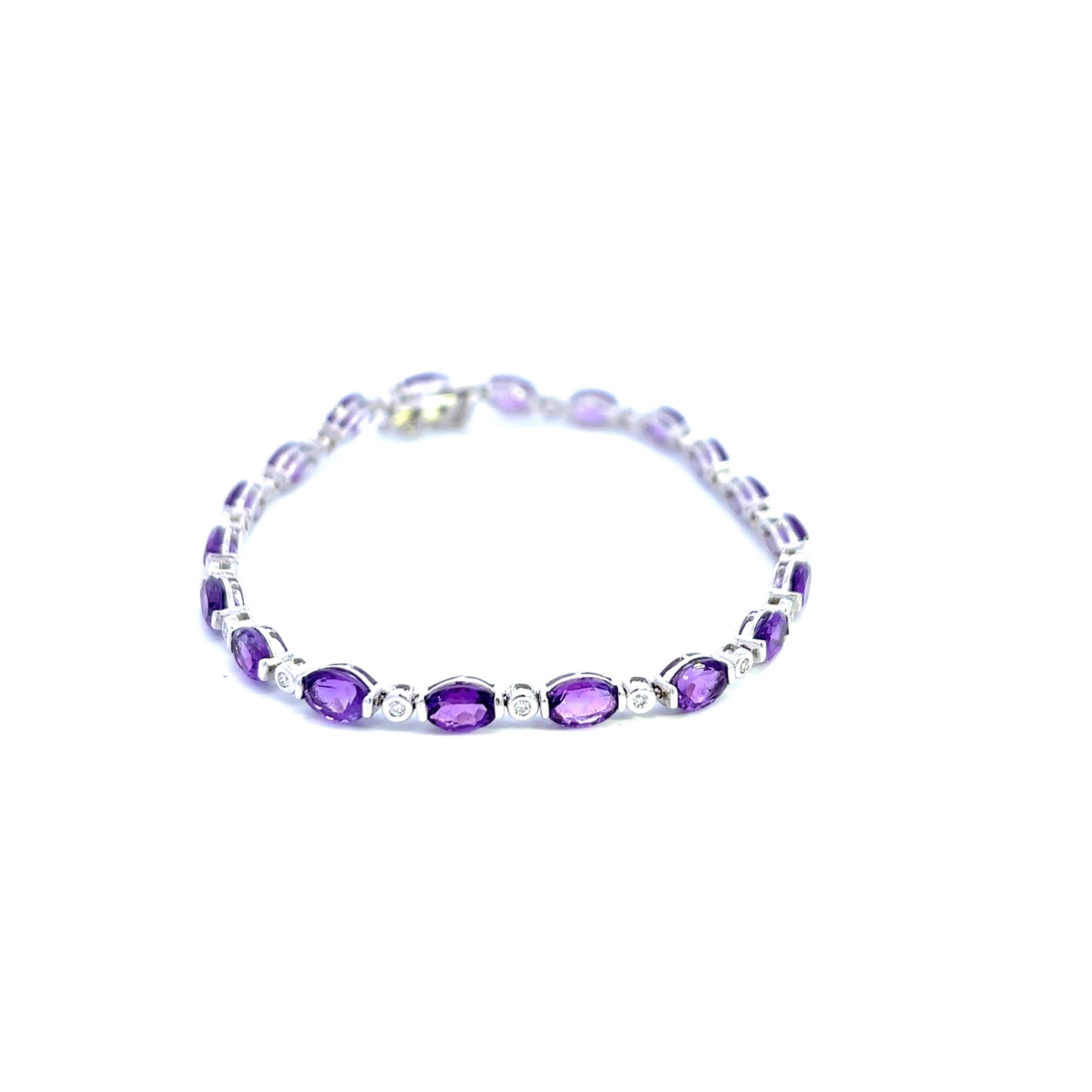 9ct White Gold Amethyst and Diamond Bracelet