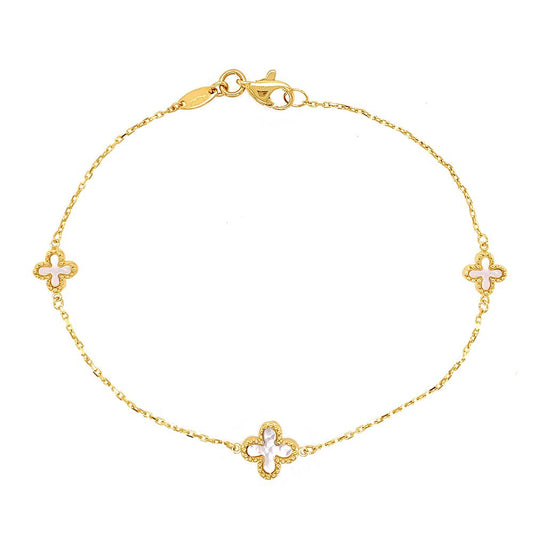 9ct Gold Mother Of Pearl Quatrefoil Bracelet