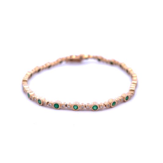 9ct Yellow Gold Emerald and Diamond Bracelet