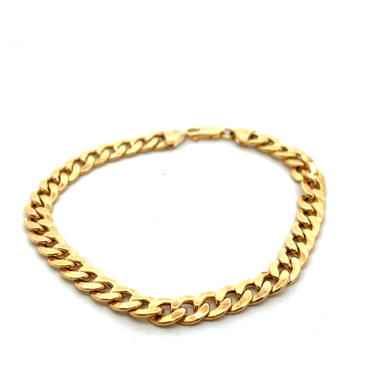 9ct Yellow Gold Hollow Flat Curb Bracelet 8.5"