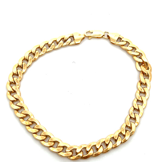 9ct Yellow Gold Hollow Flat Curb Bracelet 8.5"