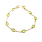 18ct Yellow Gold 9 Teardrop Shaped Peridot Bracelet