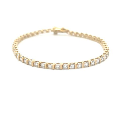 9ct Yellow Gold 1ct Diamond Tennis Bracelet