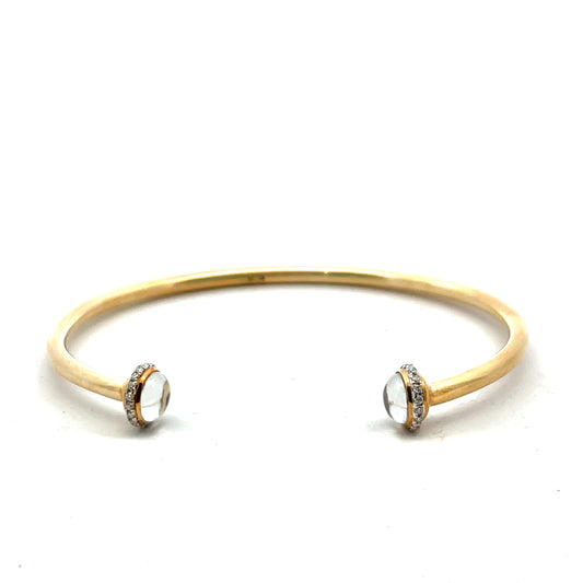 9ct Yellow Gold Diamond and White Topaz Torq Bangle