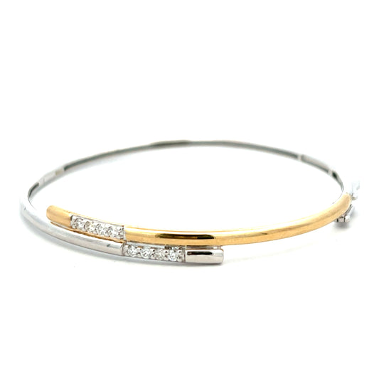 9ct Yellow and White Gold Crossover Diamond Bangle
