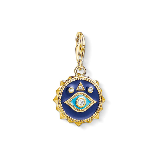 Thomas Sabo Yellow Gold Plated Blue Nazar Eye Charm 1663-565-32