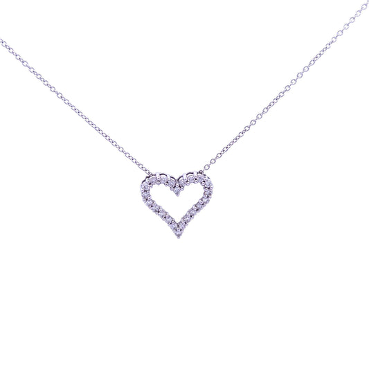 9ct White Gold Diamond Heart Pendant