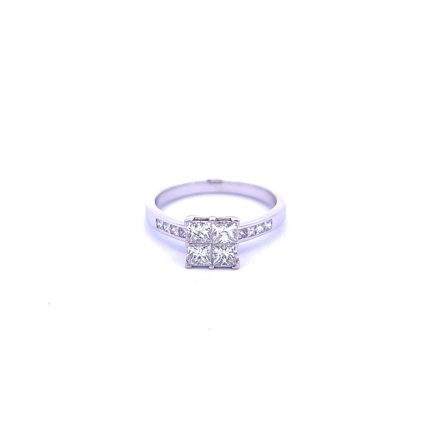 Platinum Princess Cut 1.00ct Diamond Cluster Ring