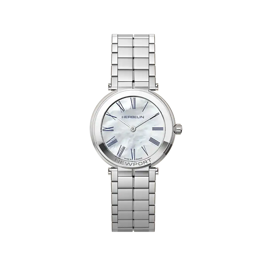 Herbelin Newport Slim Quartz Round Mother of Pearl Dial Stainless Steel Watch 16922B09