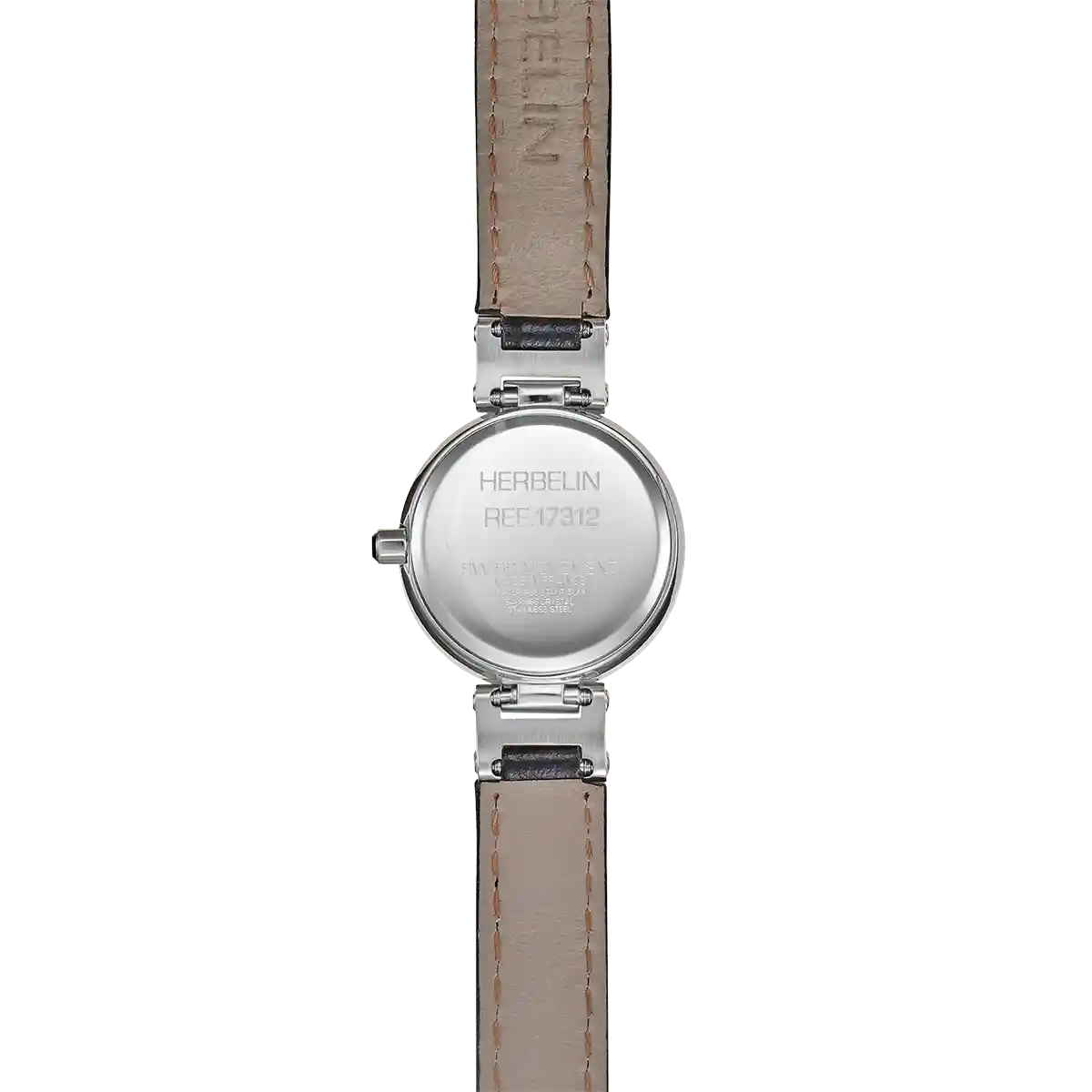 Herbelin Lady  Stainless Steel and Black Leather 22mm Watch 17312AP12
