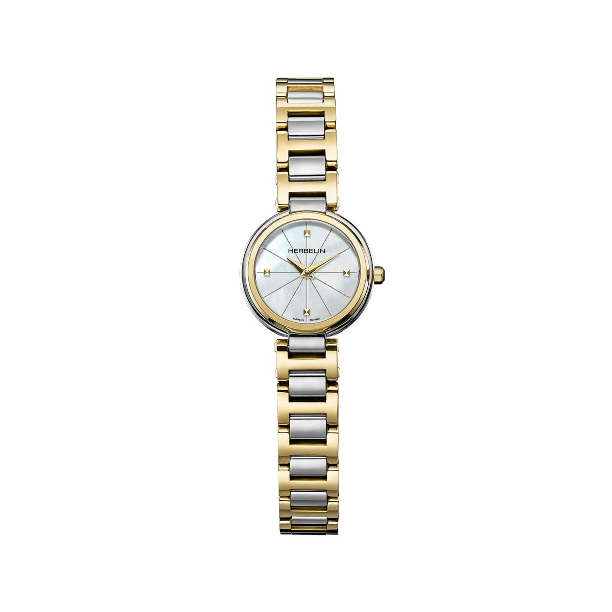 Herbelin Lady H Quartz White Mother of Pearl Two Tone Bracelet Watch 17312BT1N19