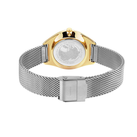 Bering Solar Round White Dial Two Colour Mesh Bracelet Watch 17331-010