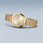 Bering Solar Yellow Gold Plated Round Champagne Dial Mesh Bracelet Watch 17331-333