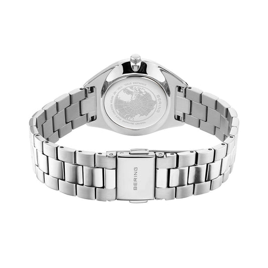 Bering Solar Round Blue Mother of Pearl Dial Steel Links Bracelet Watch 17331-707
