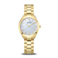 Bering Solar Round Mother of Pearl Dial Yellow Gold Plated Links Bracelet Watch  17331-734