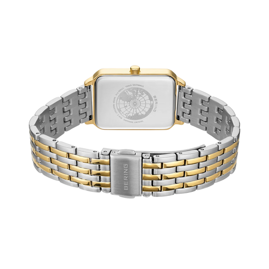 Bering Rectangular White Dial Two Colour Case Link Bracelet