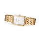 Bering Rectangular White Dial Yellow Gold Plated Case and Links Bracelet