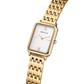 Bering Rectangular White Dial Yellow Gold Plated Case and Links Bracelet