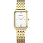 Bering Rectangular White Dial Yellow Gold Plated Case and Links Bracelet