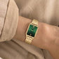 Bering Stainless Steel Rectangular Roman Numeral Link Watch Green Dial