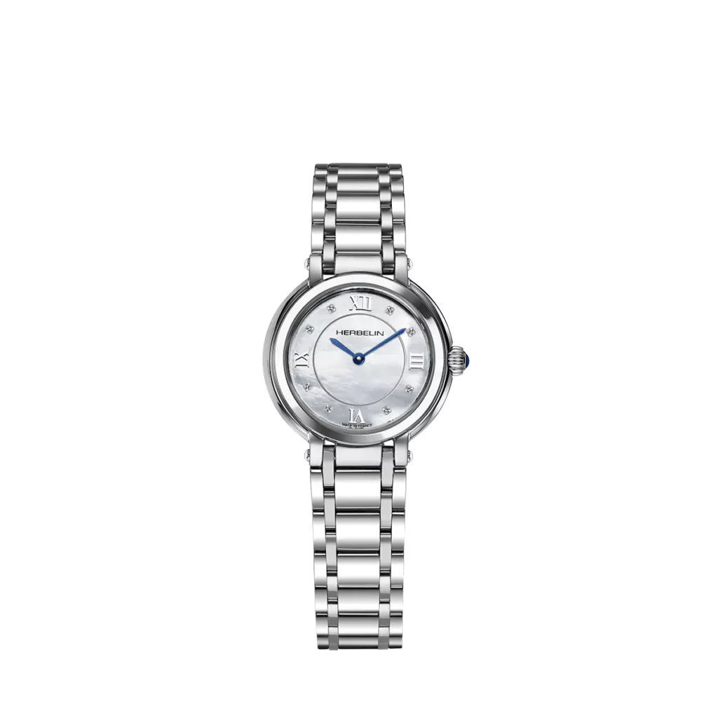 Herbelin Galet Mother Of Pearl Diamond Dial Steel Bracelet Watch 17430B59