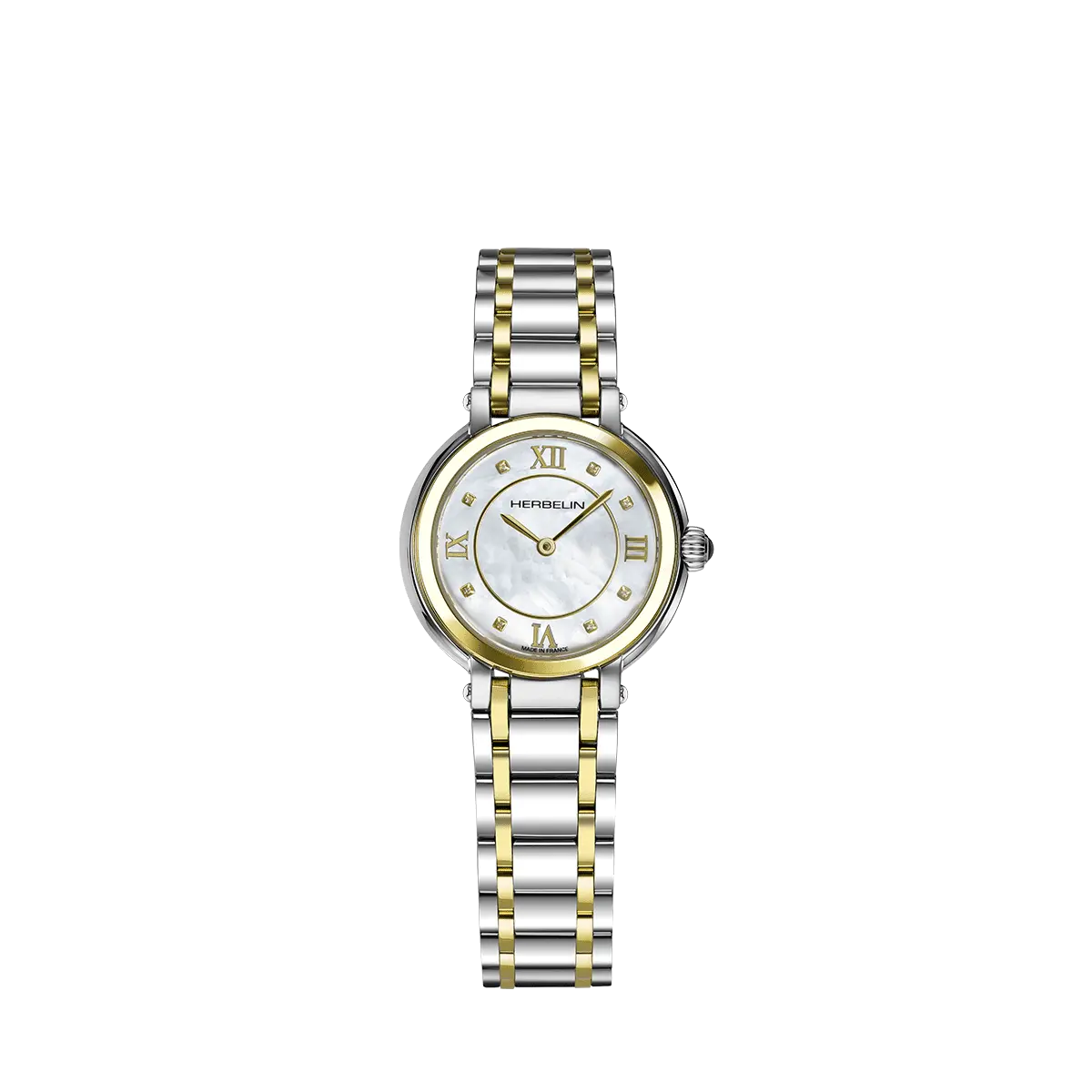 Herbelin Galet Two Colour Mother of Pearl Diamond Dot Dial Bracelet Watch 17430BT59