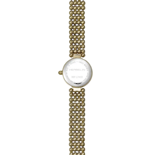 Herbelin Ladies Perles Quartz Yellow Gold PVD Diamond Watch 17433BP1N89