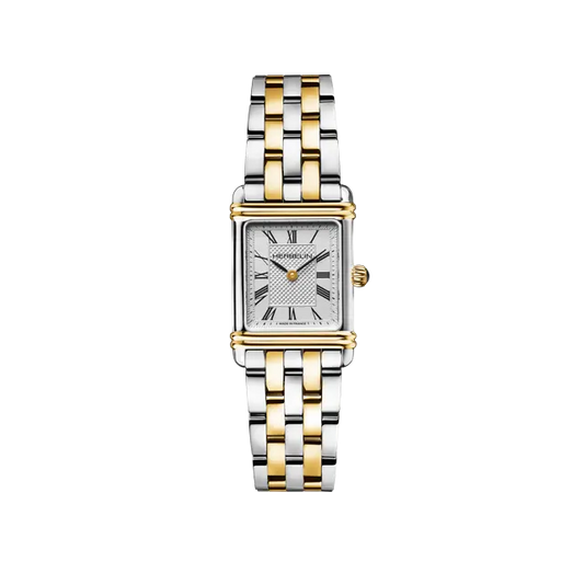 Herbelin Art Deco Rectangular Roman Numeral Bi-Metal Bracelet Watch 17478BT08