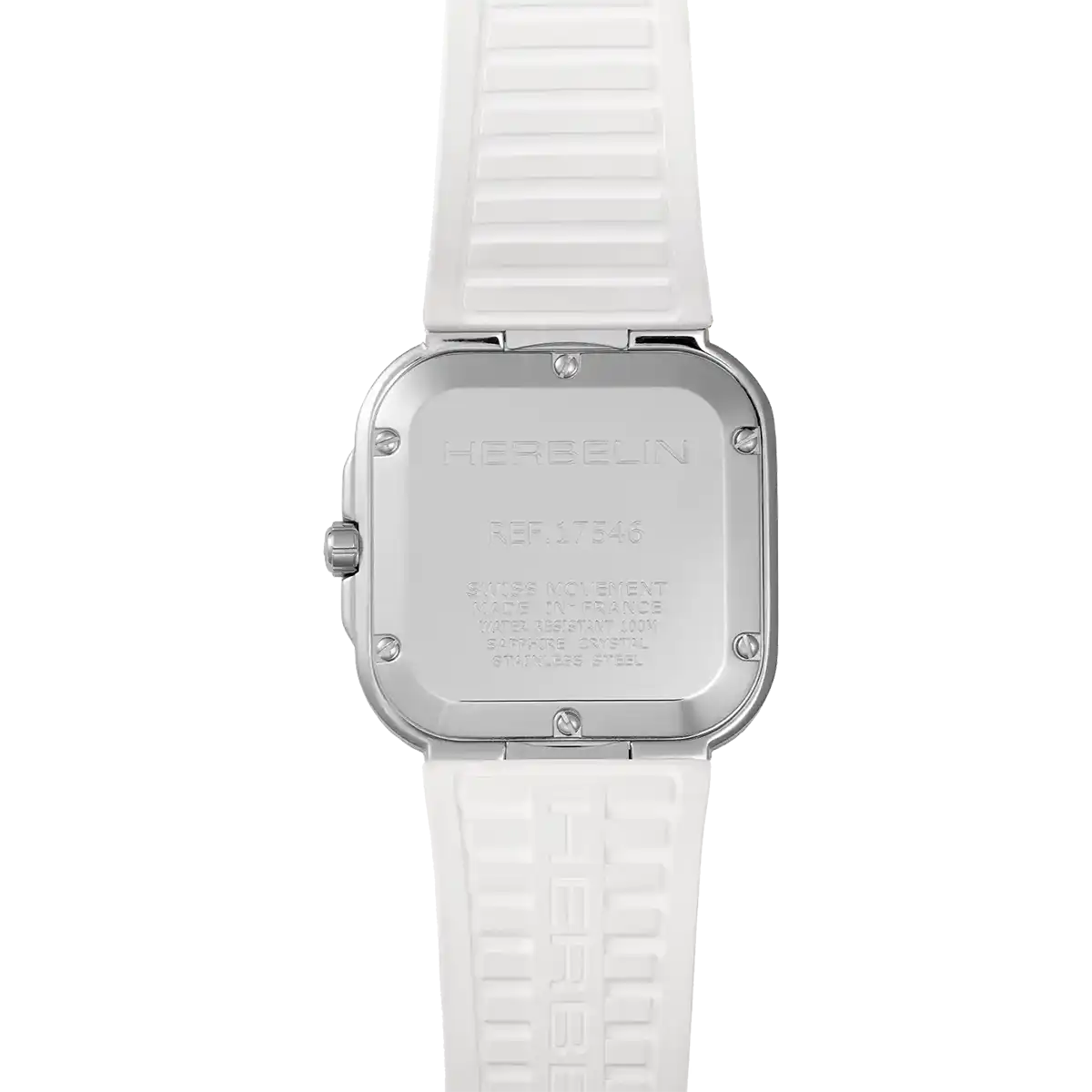 Herbelin Steel Cap Camarat 30mm Case Ice Blue Dial White Strap 17546A25CW