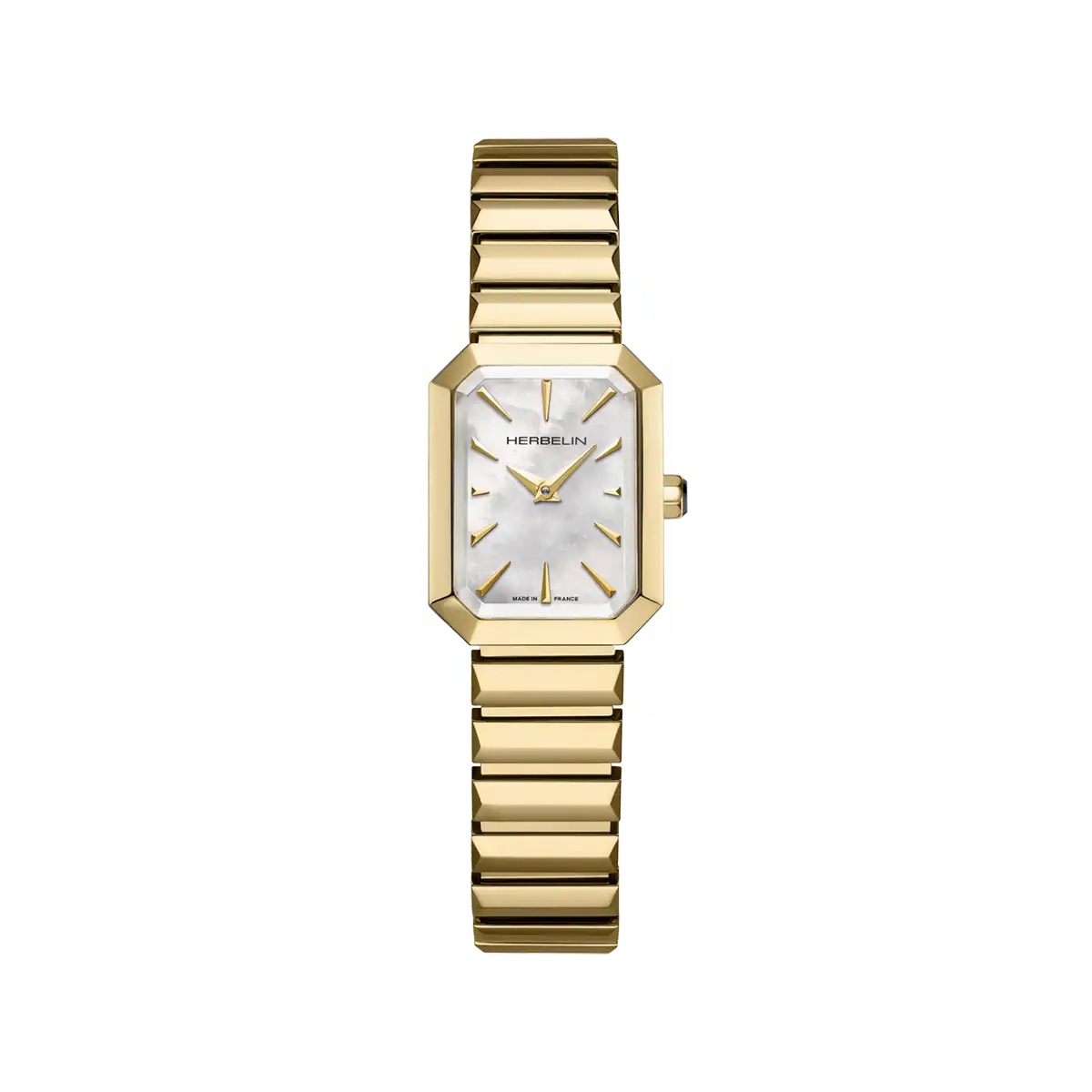 Herbelin Octogone Yellow Gold Plated Mother of Pearl Dial Bracelet Watch 17556BP1N19