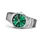 Bering Stainless Steel Slim Date Sunray Link Watch Green Dial