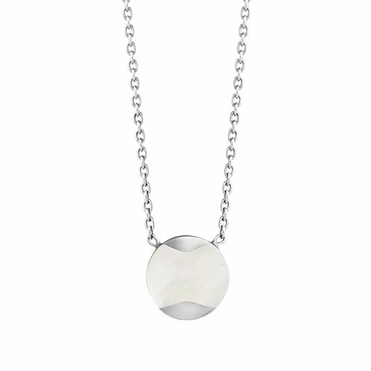 Jersey Pearl Sterling Silver Dune Southsea Mother of Pearl 10mm Pendant and Chain