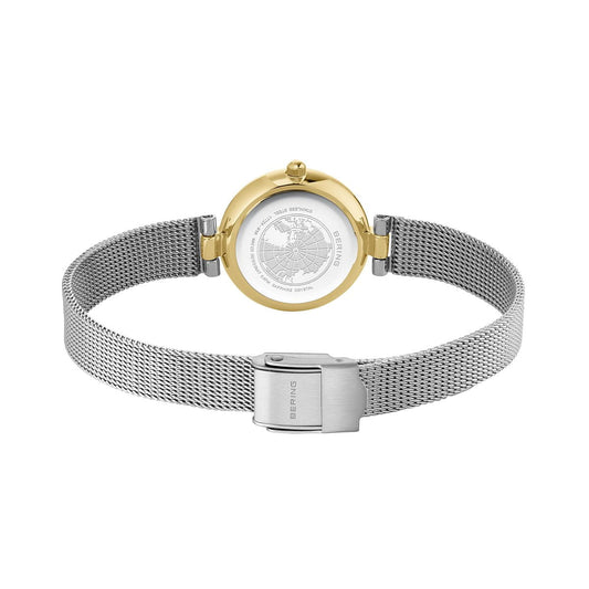 Bering Classic Round Diamond Dot Dial Bi Colour Mesh Bracelet Watch 17724-010