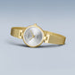 Bering Yellow Gold Plated Round Diamond Dot Dial Mesh Bracelet Watch 17724-330
