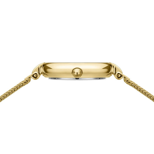 Bering Yellow Gold Plated Round Diamond Dot Dial Mesh Bracelet Watch 17724-330