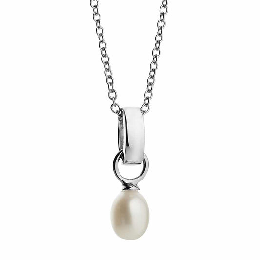 Jersey Pearl Sterling Silver Freshwater Cultured Pearl Viva Pendant and Chain