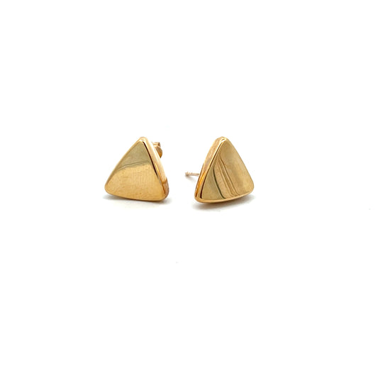 9ct Yellow Gold Hollow Triangular Stud Earrings