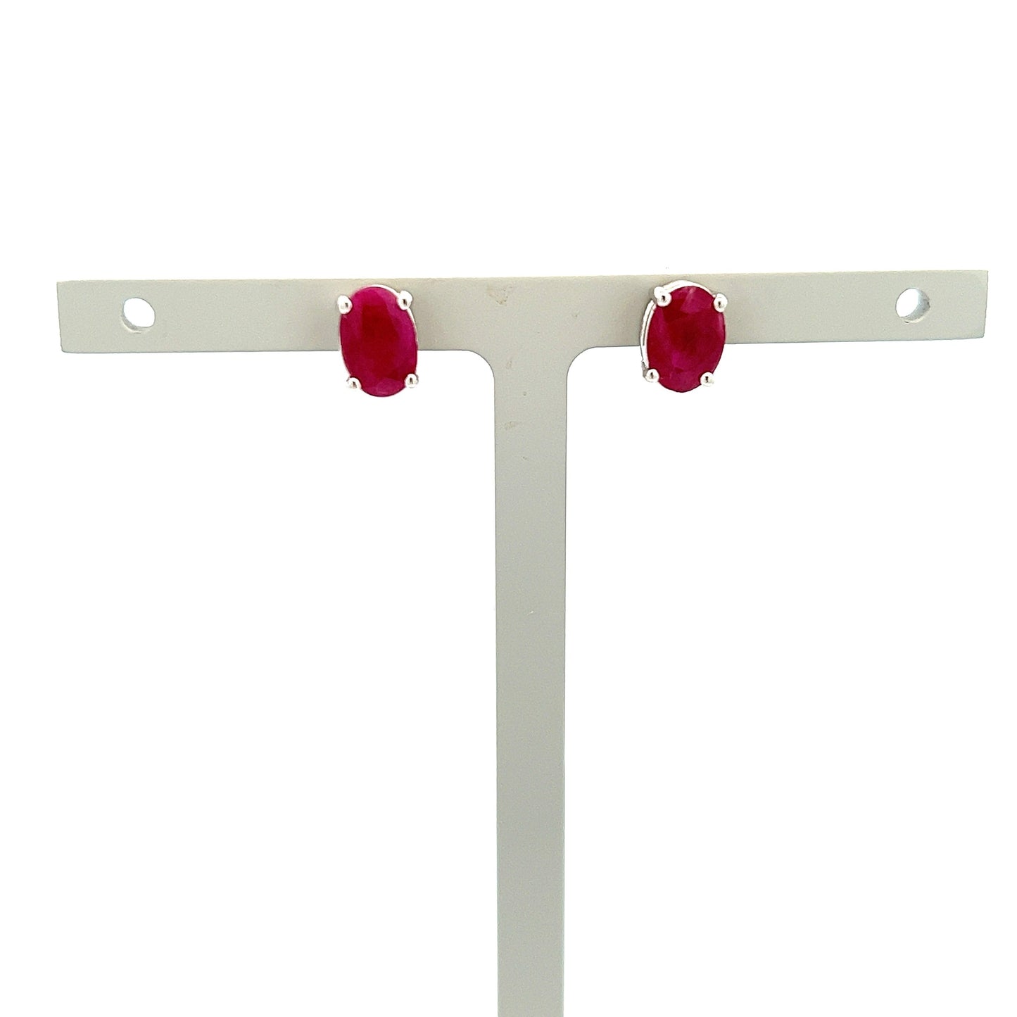 9ct White Gold Ruby Stud Earrings