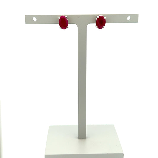 9ct White Gold Ruby Stud Earrings