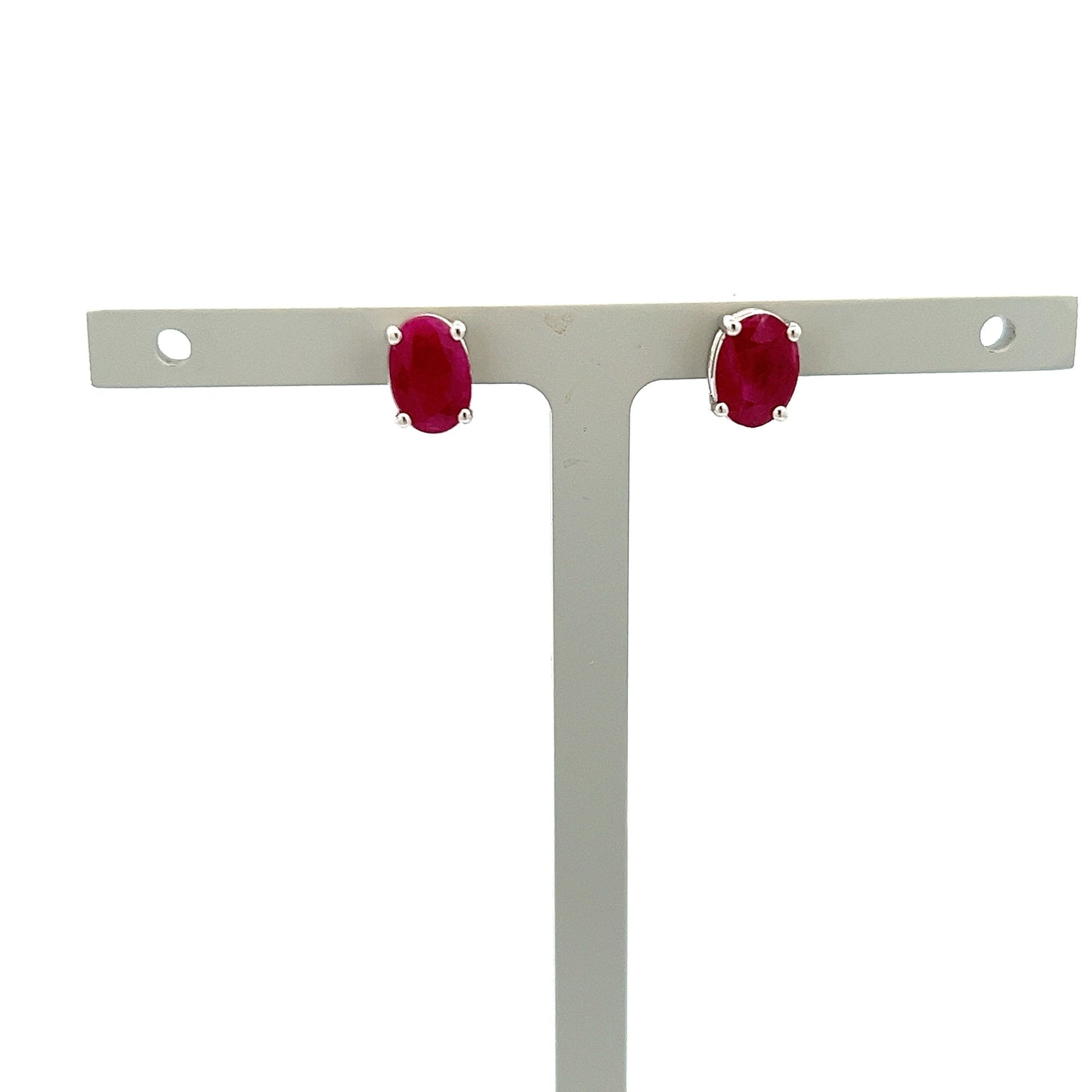 9ct White Gold Ruby Stud Earrings