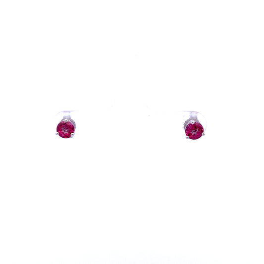 9ct White Gold 3 Claw Pink Topaz Stud Earrings