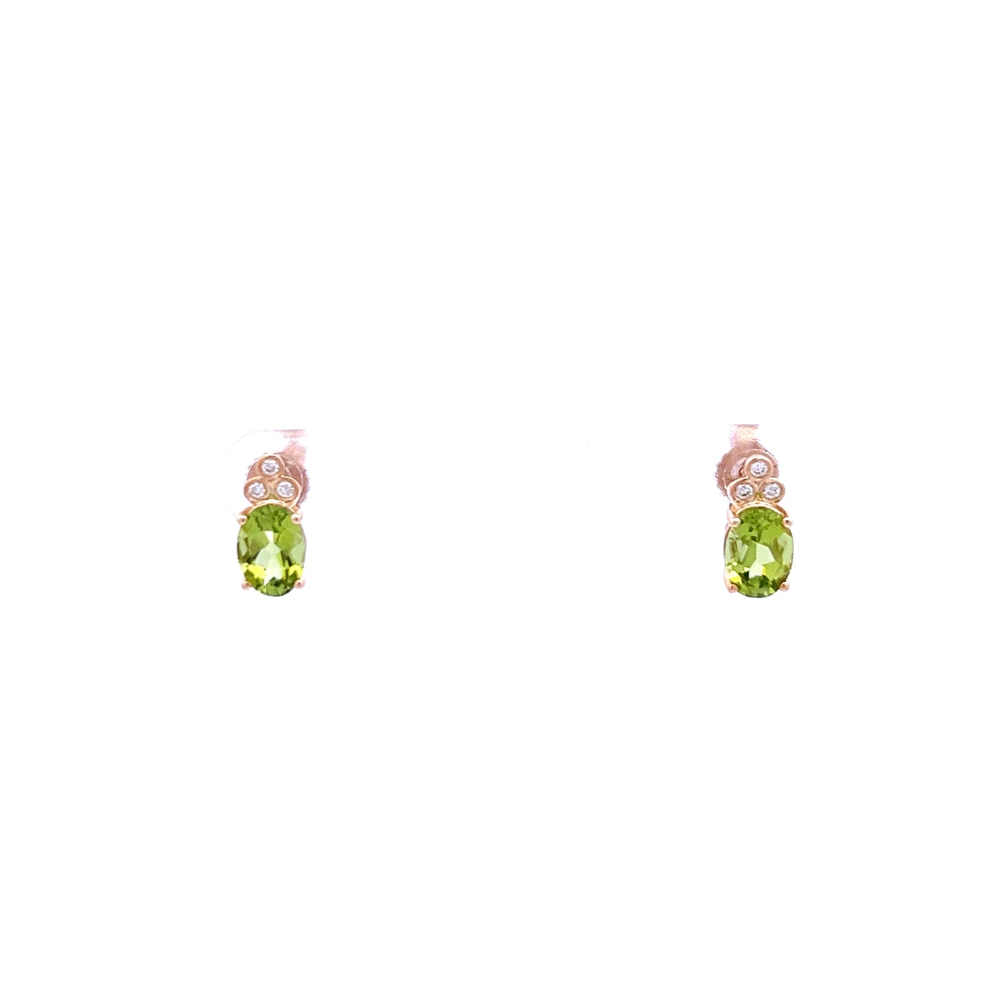 9ct Yellow Gold Peridot and Diamond Stud Earrings